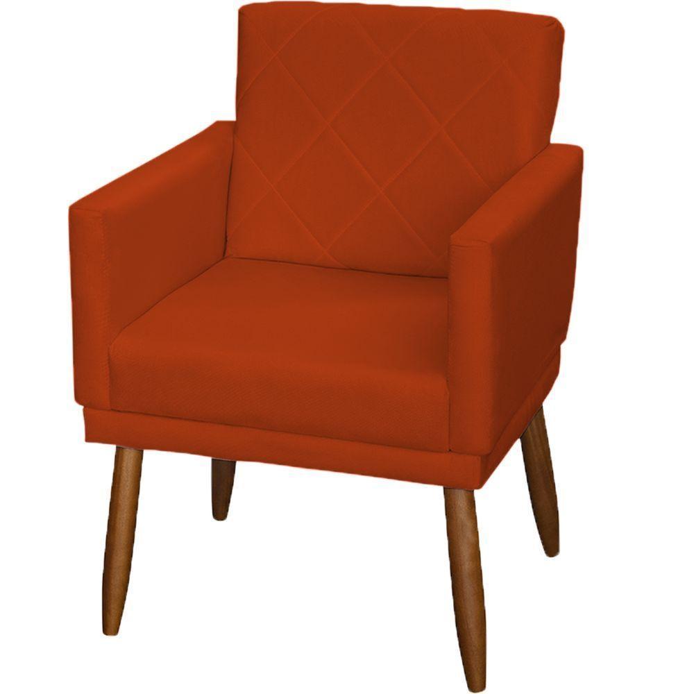 Kit 2 Poltronas Decorativa Para Sala Recepção Beatriz Suede Cores Pé Palito Castanho - 3