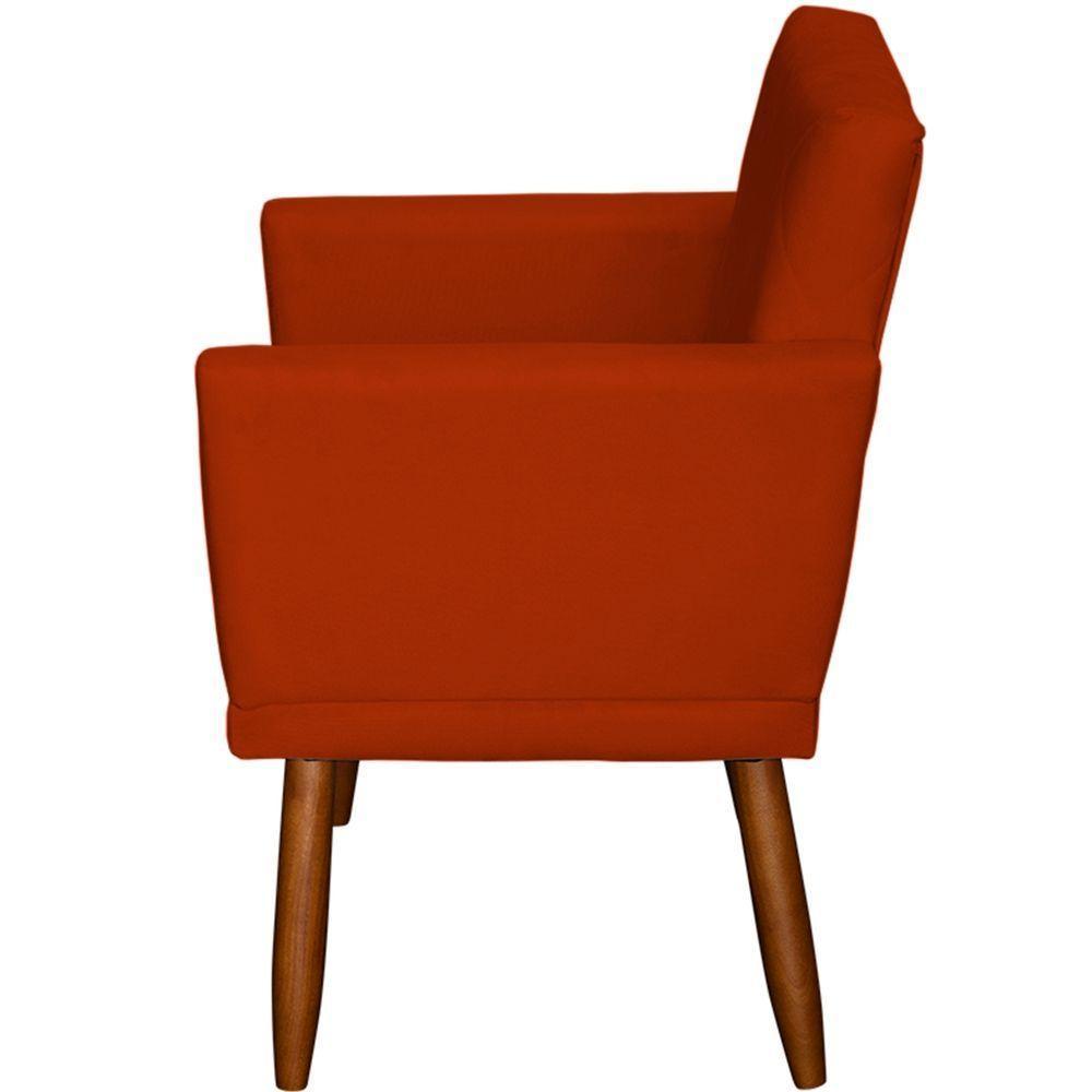 Kit 2 Poltronas Decorativa Para Sala Recepção Beatriz Suede Cores Pé Palito Castanho - 4