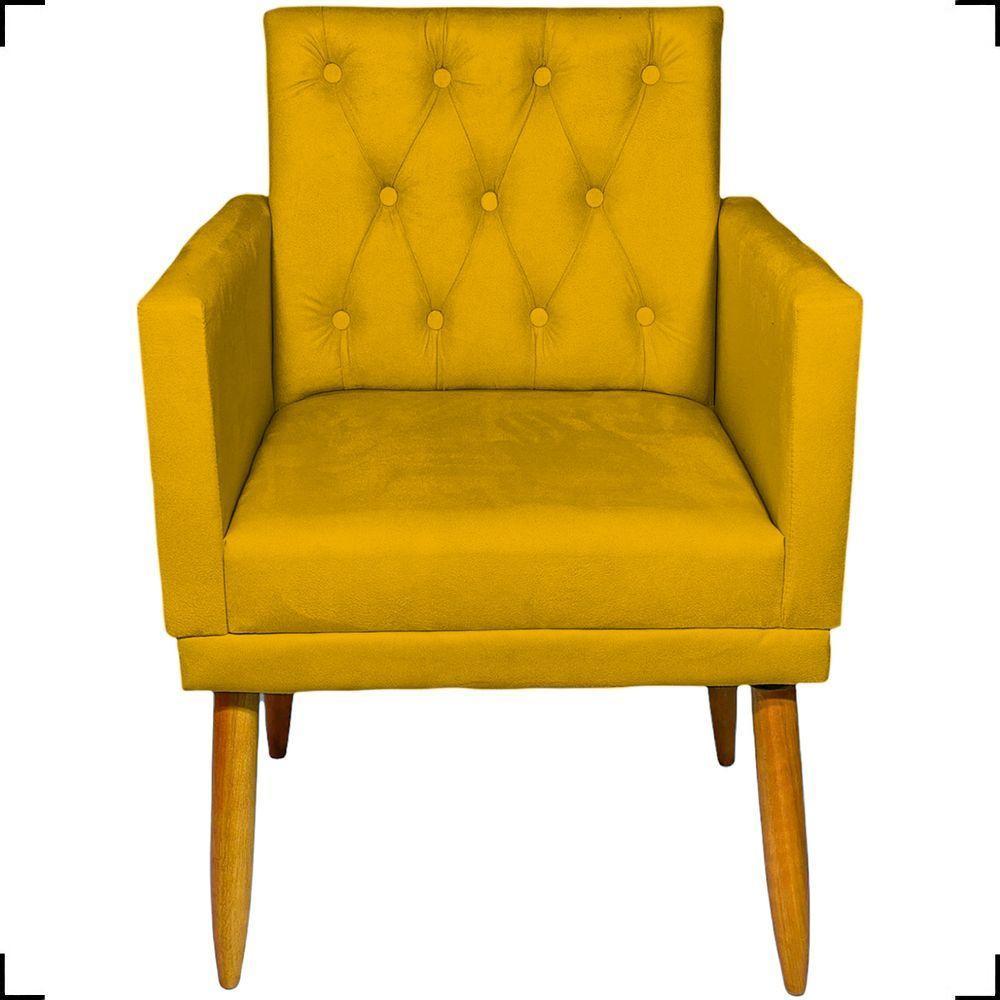 Poltrona Decorativa Para Sala Recepção Nina Capitonê Suede Cores Pé Palito - 2