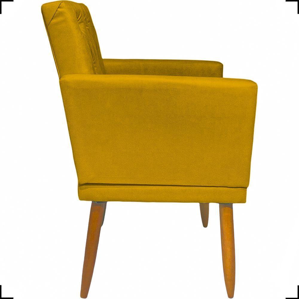 Poltrona Decorativa Para Sala Recepção Nina Capitonê Suede Cores Pé Palito - 3