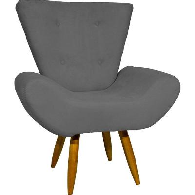 Poltrona Decorativa Para Sala Recepção Manicure Consultório Escritório Emilia Suede