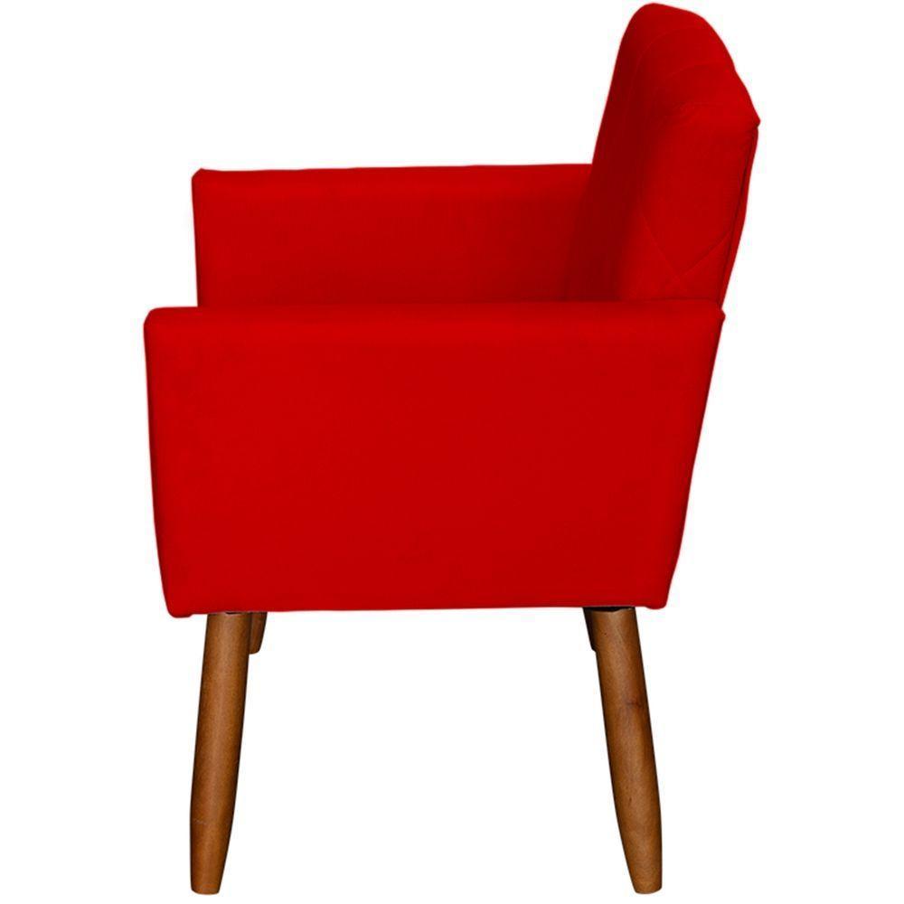 Poltrona Decorativa Para Sala Recepção Beatriz Suede Cores Pé Palito Castanho - 3