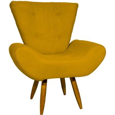Poltrona Decorativa Para Sala Recepção Manicure Consultório Escritório Emilia Suede