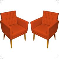 Kit 2 Poltronas Decorativa Para Sala Recepção Nina Capitonê Suede Cores Pé Palito - 1