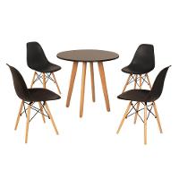 Mesa Laura 80cm Preta + 4 Cadeiras Eames Eiffel Preta - 1