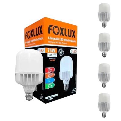Kit 5 Lampada Led Alta Potencia 75w 6500k E-27 Bivolt Foxlux