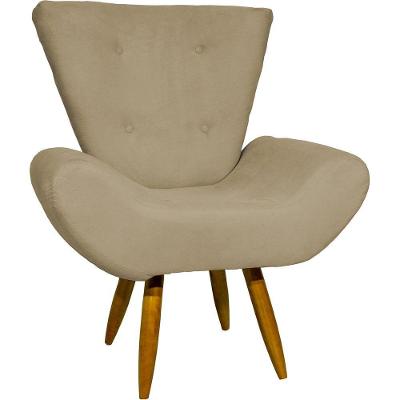 Poltrona Decorativa Para Sala Recepção Manicure Consultório Escritório Emilia Suede