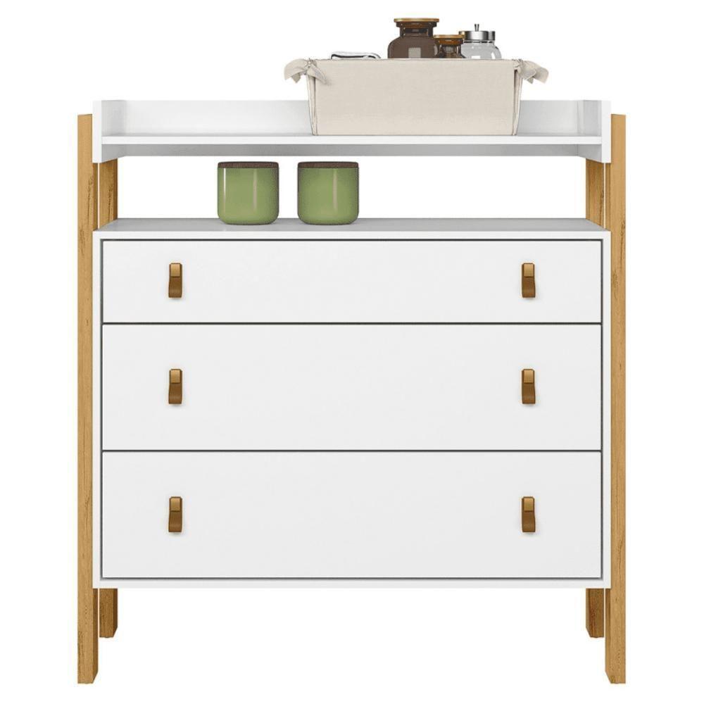 4410 - Comoda 3gav Doce Sonho C/nichobranco Acetinado (4410.3),4375 -g. Roupa 3pts/2gv C/nichobranco Acetinado (4375.3) - 7