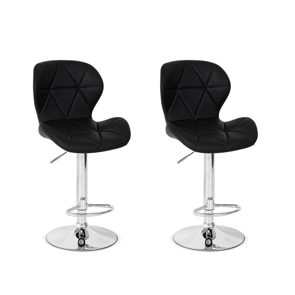 Conjunto 02 Banquetas Slim Couro Pu Regulagem de Altura Preta - 1