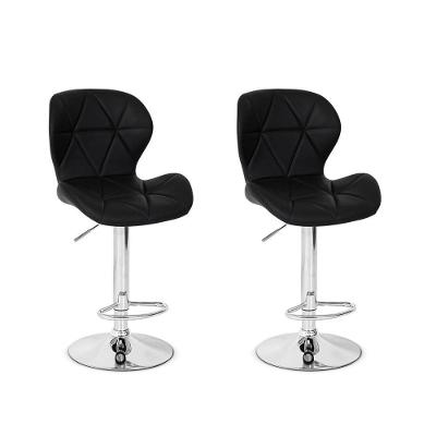 Conjunto 02 Banquetas Slim Couro Pu Regulagem de Altura Preta