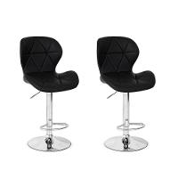 Conjunto 02 Banquetas Slim Couro Pu Regulagem de Altura Preta - 1