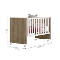 3540 - Conjunto D. Sonho Berço Reto + Rodizio Carv Toq Rustico/branco (3540.58) - 2