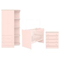 Conjunto Infantil Doce Sonho Rosa Acetinado: Berço Doce Sonho + Cômoda Doce Sonho + Guarda-roupa Doce Sonho - 2