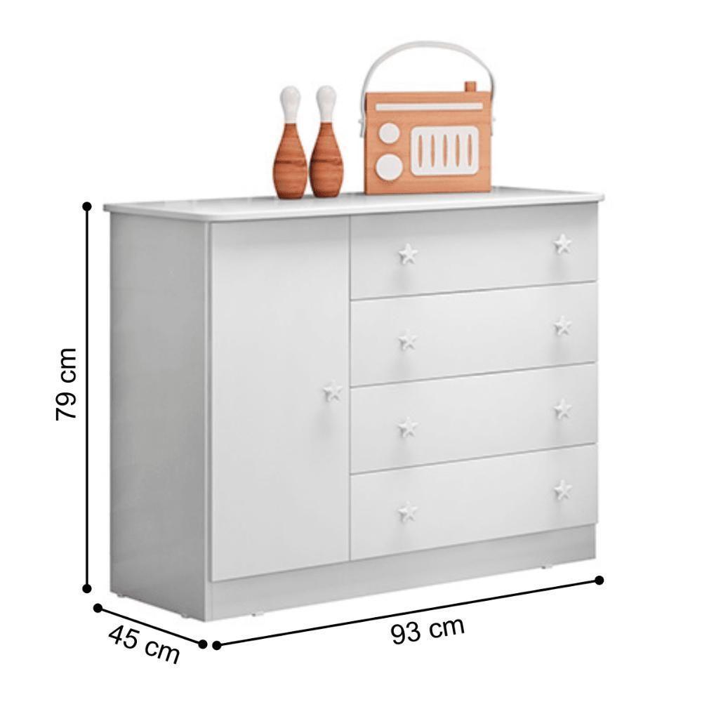 Berço Doce Sonho Branco + Kit Rodízio + Cômoda Sapateira 4g + Guarda-roupa 3p/2g Doce Sonho - 5