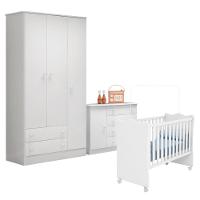 Berço Doce Sonho Branco + Kit Rodízio + Cômoda Sapateira 4g + Guarda-roupa 3p/2g Doce Sonho - 9