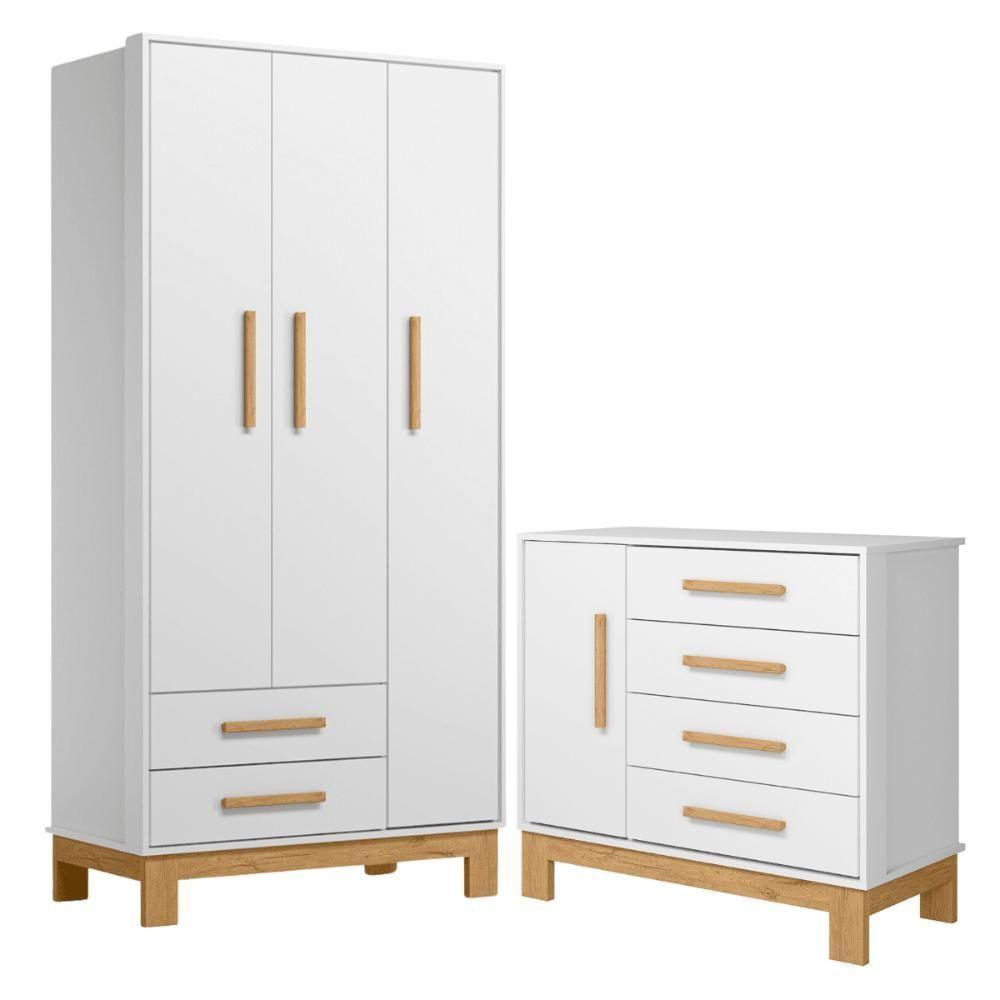 4355- Comoda Sap. 1pt/4gav Q Slim Branco Acetinado (4355.3),4340 - G. Roupa 3pts/2gv Q Slim Branco Acetinado (4340.3) - 3