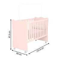 Berço Doce Sonho Rosa + Kit Rodízio + Cômoda C/ Trocador + Guarda-roupa 2p Doce Sonho Rosa - 2