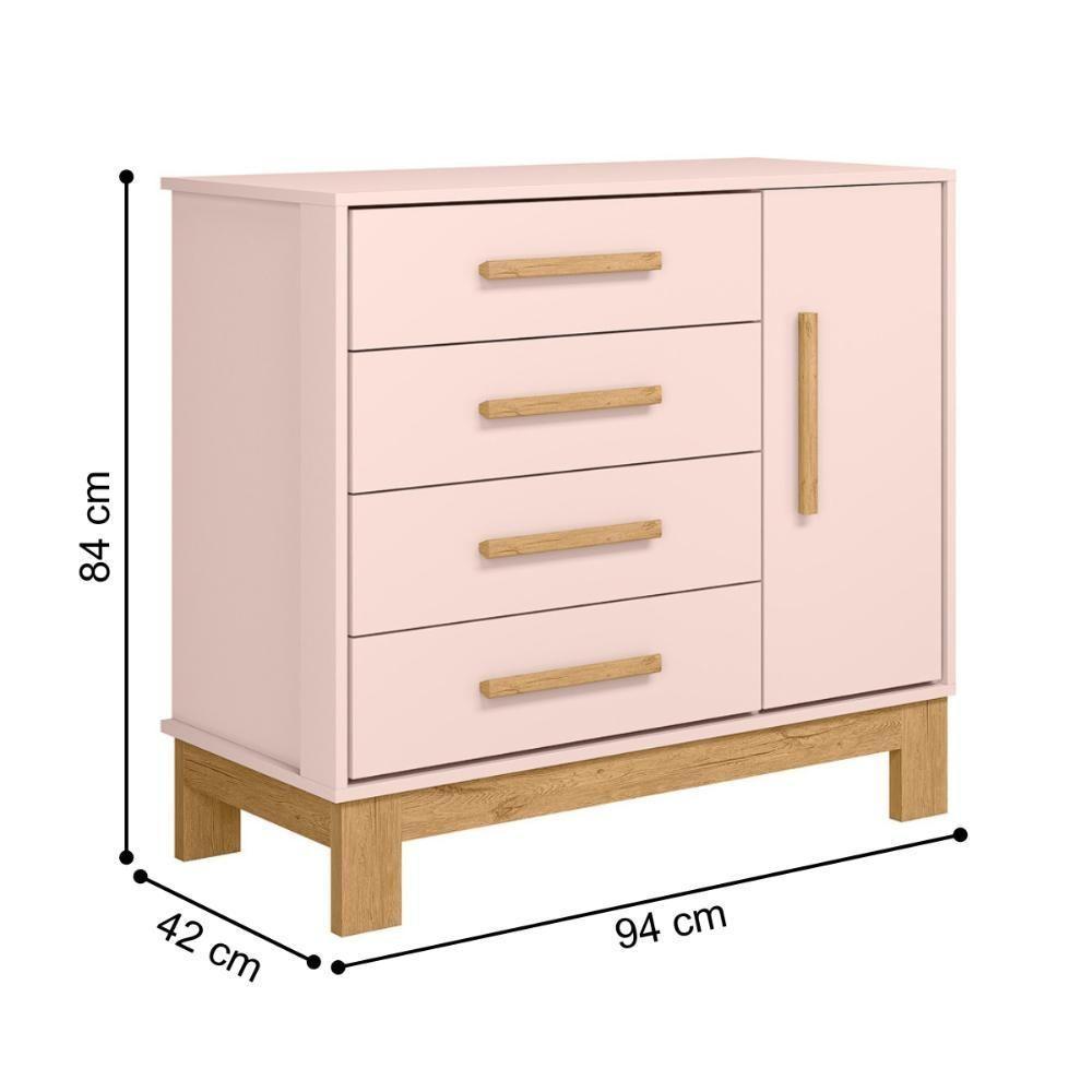 4315 - Berco Mini Cama Q Slim Rosa Acetinado (4315.91),4355- Comoda Sap. 1pt/4gav Q Slim Rosa Acetinado (4355.91) - 10