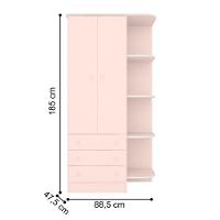 Berço Doce Sonho Rosa Acetinado + Cômoda C/ Trocador + Guarda-roupa 2p Doce Sonho Acetinado