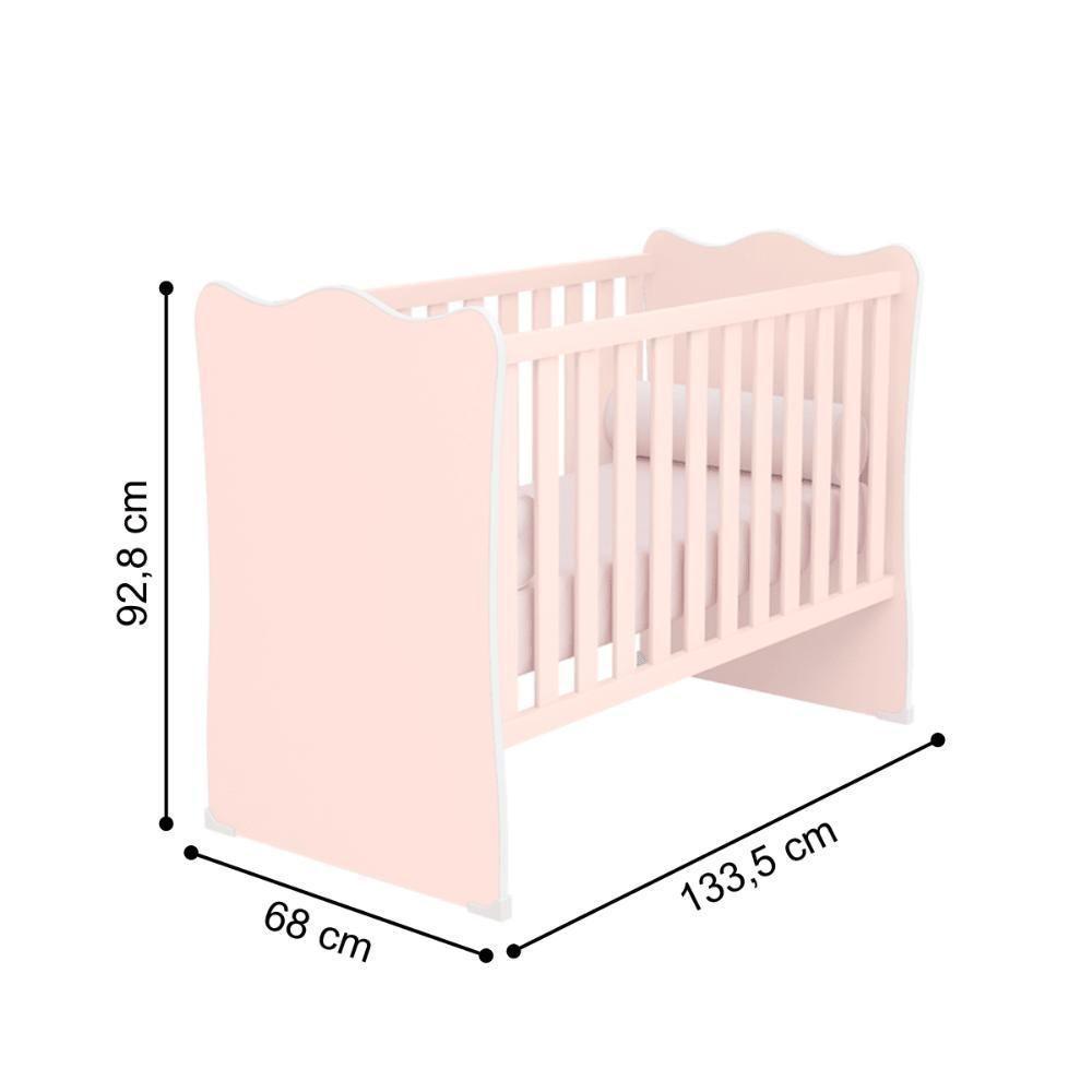 Berço Doce Sonho Rosa Acetinado + Cômoda Sapateira 4g + Guarda-roupa 3p/2g Doce Sonho Acetinado - 6