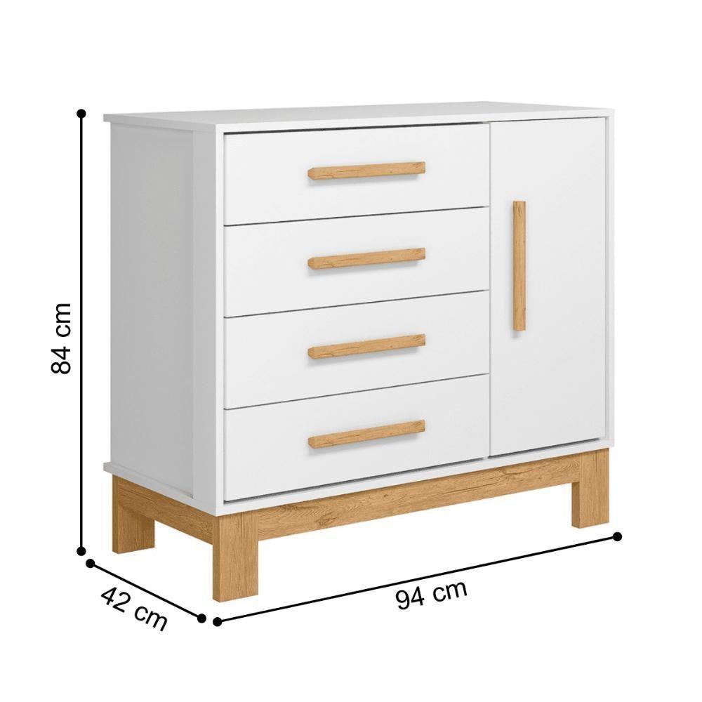 4315 - Berco Mini Cama Q Slim Branco Acetinado (4315.3),4355- Comoda Sap. 1pt/4gav Q Slim Branco Acetinado (4355.3) - 4