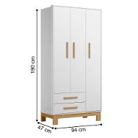 Berço Q Encanto Slim Branco Acetinado + Cômoda Sapateira 4g + Guarda-roupa 3p/2g Q Encanto Slim