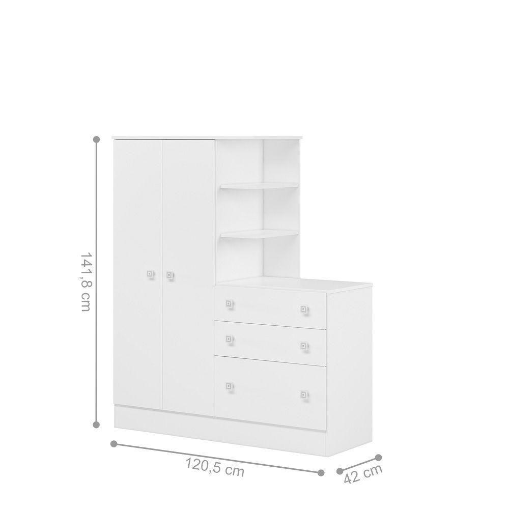 Conjunto D. Sonho Berço Reto + Rodizio Branco/branco (3540.5) + G Roupa C/comoda Doce Sonho Branco/branco (4070.5) - 4