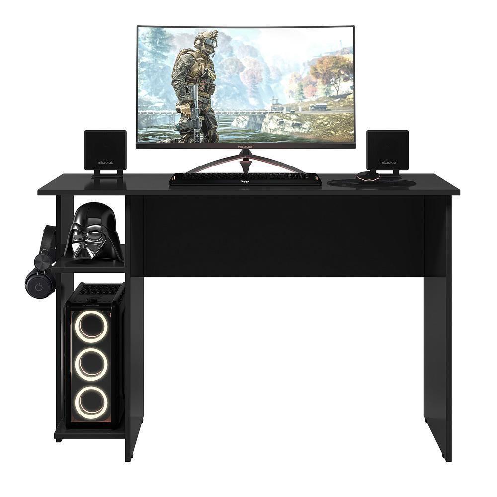 Mesa P/ Escritório E Gamer Preto Fosco (3875.37) + Armario Gamer Preto Fosco (4095.37) - 3