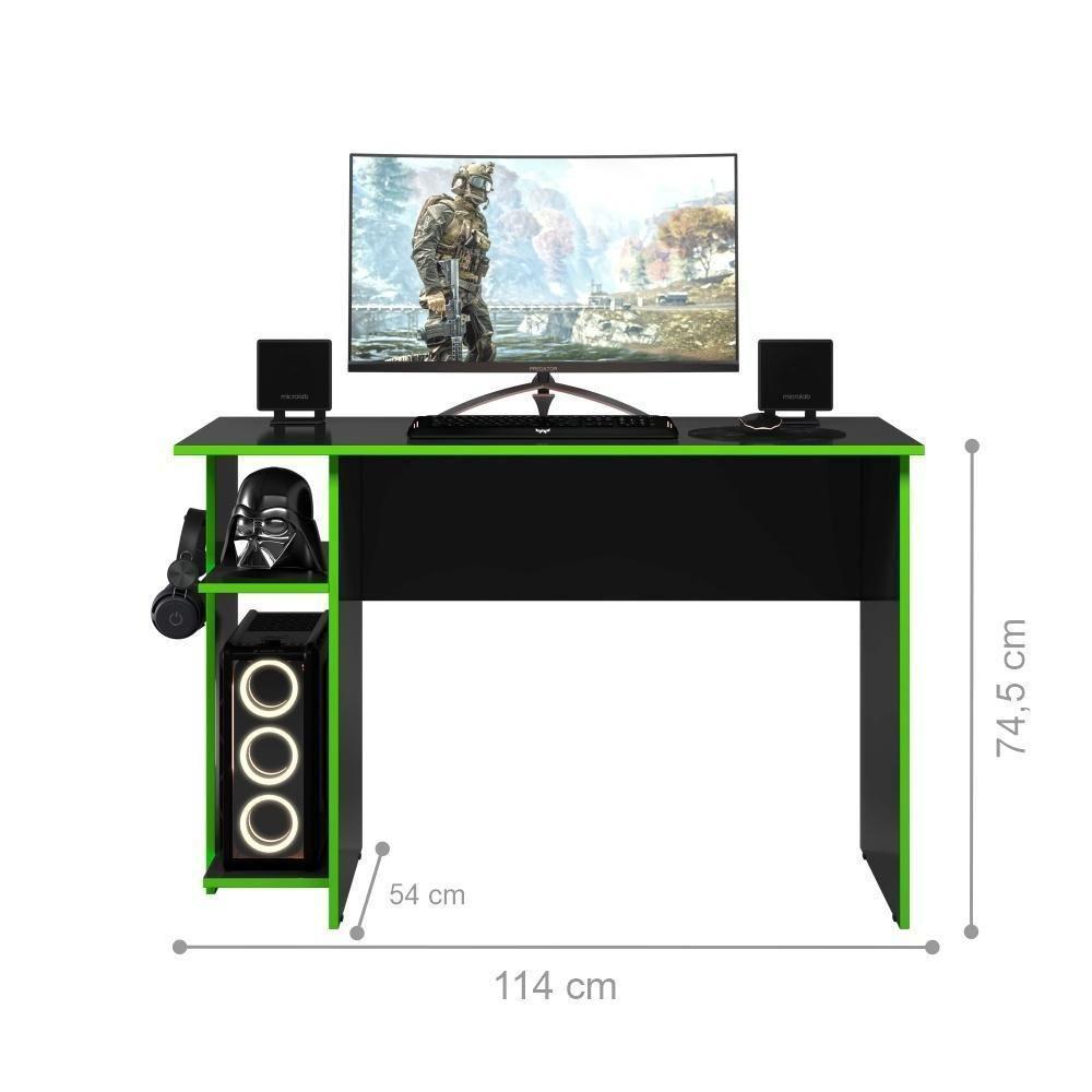 Mesa P/ Escritório E Gamer Preto Fosco/verde (3875.77) - 2