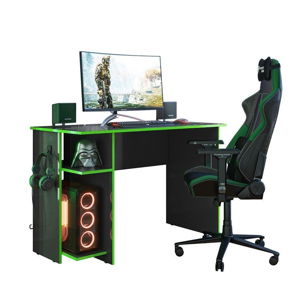 Mesa P/ Escritório E Gamer Preto Fosco/verde (3875.77) - 4