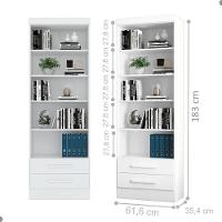 Livreiro Turim Com Prateleiras Suporte Para Livros Branco - 2