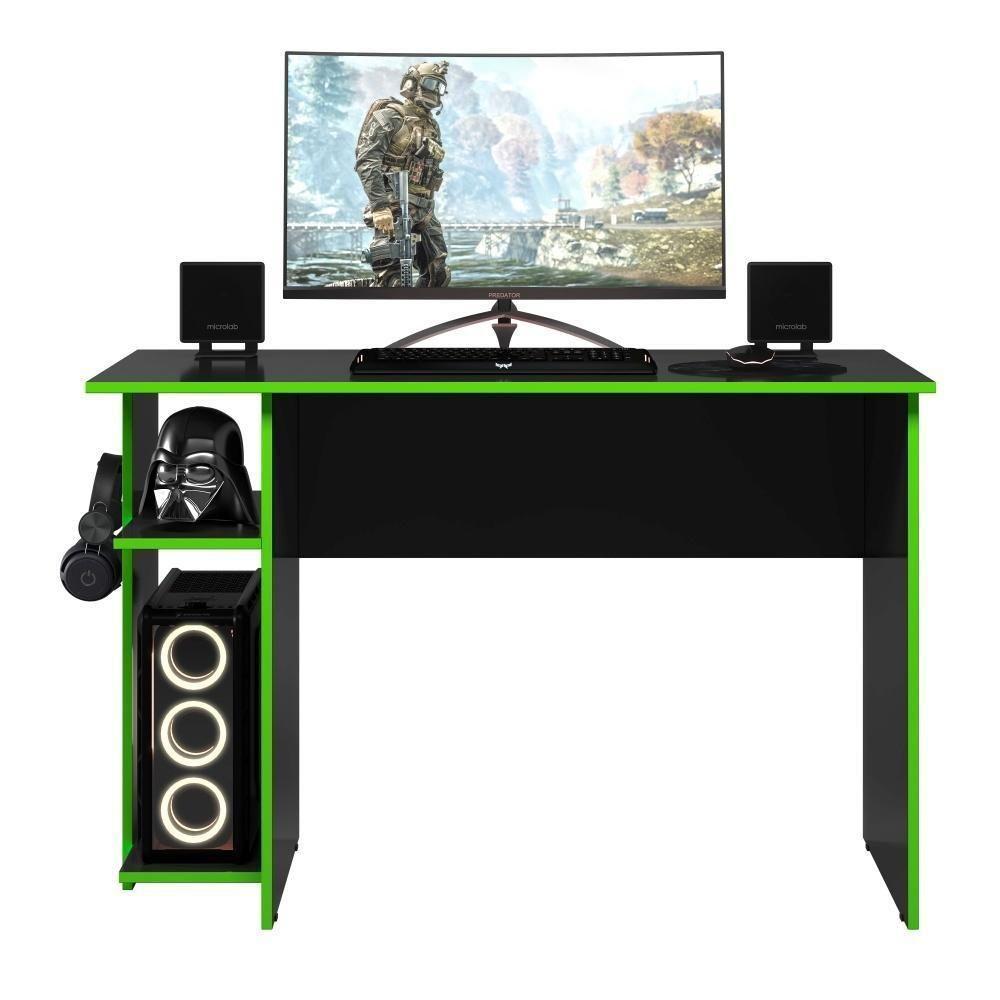 Mesa P/ Escritório E Gamer Preto Fosco/verde (3875.77) - 3