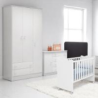 Conjunto Infantil Doce Sonho Branco: Berço Doce Sonho + Kit Rodízios + Cômoda Doce Sonho + Guarda-roupa Doce Sonho - 1