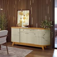 Conjunto Turim C/ Buffet Verona C/ Cristaleira Nina C/ Mesa De Centro Cumaru/opala