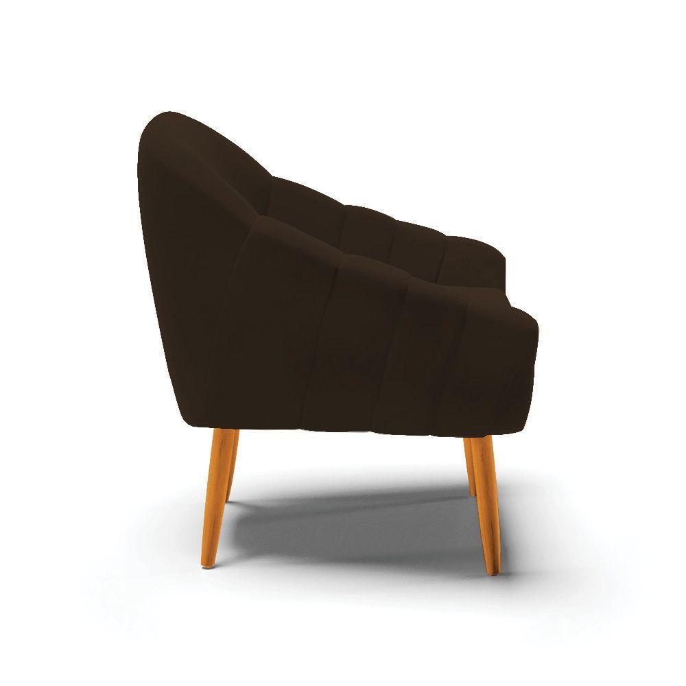 Kit 02 Poltronas Giovana Suede Marrom Pés Palito Castanho - Indo Decorar - 5
