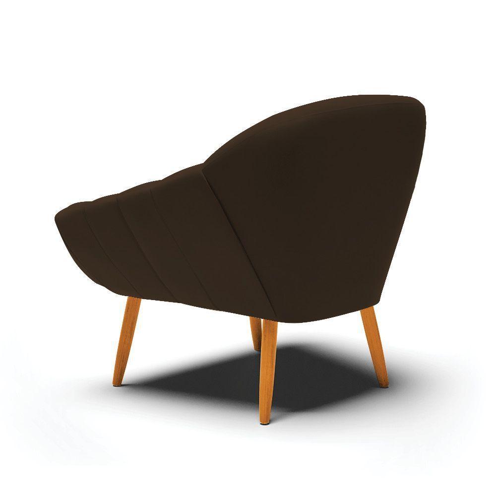 Kit 02 Poltronas Giovana Suede Marrom Pés Palito Castanho - Indo Decorar - 8