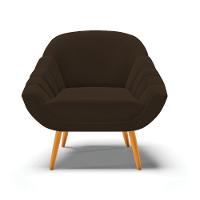 Kit 02 Poltronas Giovana Suede Marrom Pés Palito Castanho - Indo Decorar - 3