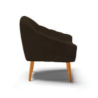 Kit 02 Poltronas Giovana Suede Marrom Pés Palito Castanho - Indo Decorar - 5