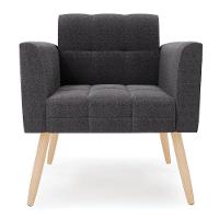 Poltrona Sala Estar Pé Palito Natural Kit 2 Elisa Bouclê D03 - D?rossi Cor Grafite - 2