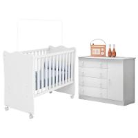 Conjunto Infantil Doce Sonho Branco/branco: Berço Doce Sonho Kit Rodízios Cômoda Doce Sonho Guarda-roupa Doce Sonho - 2