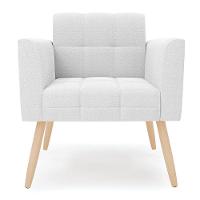 Poltrona Sala Estar Pé Palito Natural Kit 2 Elisa Bouclê D03 - D?rossi Cor Off White - 7