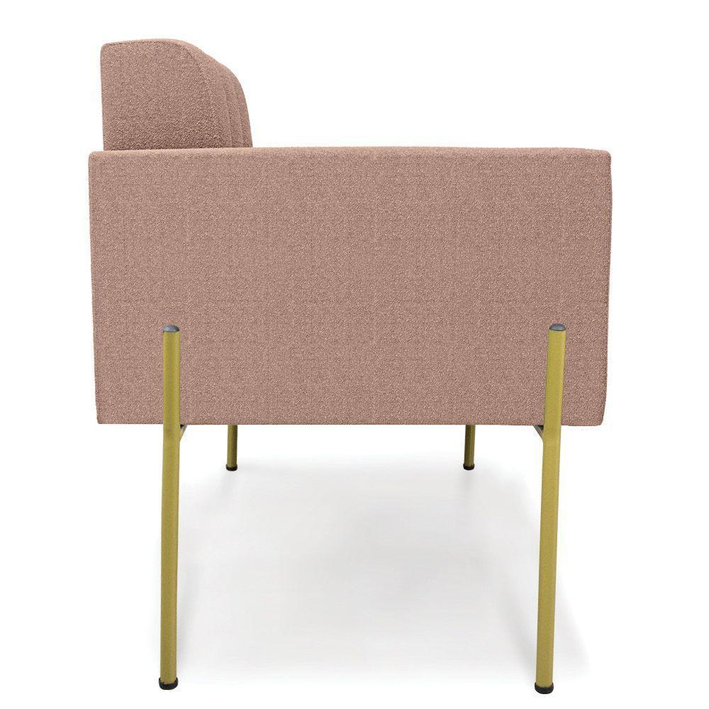 Poltrona Sala Estar Pé Ferro Dourado Kit 2 Elisa Bouclê D03 - D?rossi Cor Rose - 2