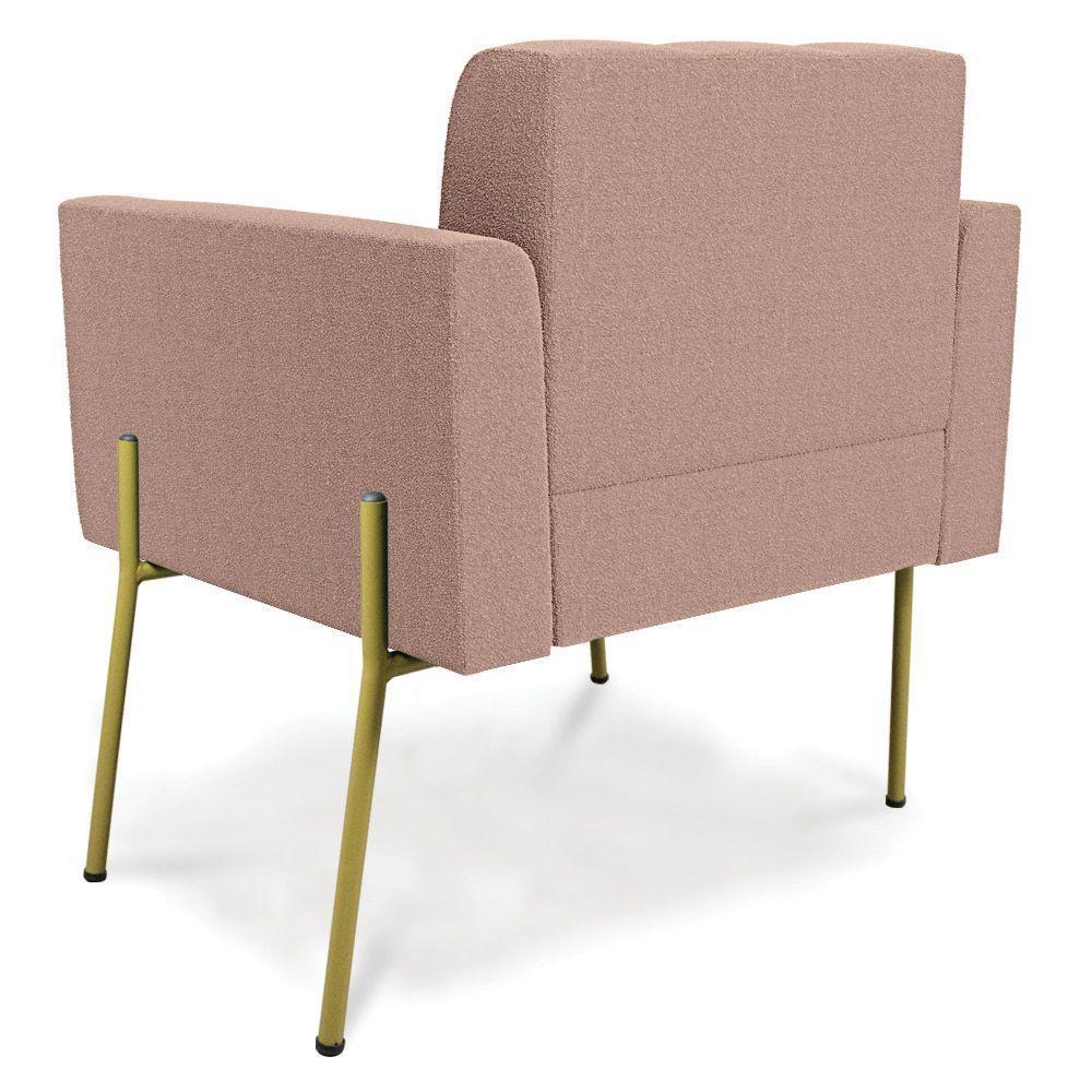 Poltrona Sala Estar Pé Ferro Dourado Kit 2 Elisa Bouclê D03 - D?rossi Cor Rose - 4
