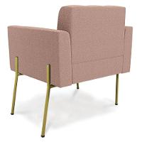 Poltrona Sala Estar Pé Ferro Dourado Kit 2 Elisa Bouclê D03 - D?rossi Cor Rose