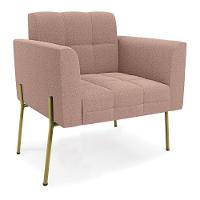 Poltrona Sala Estar Pé Ferro Dourado Kit 2 Elisa Bouclê D03 - D?rossi Cor Rose - 5