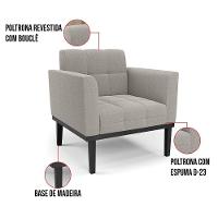 Poltrona Sala Base Madeira Fixa Pto Kit 2 Elisa Bouclê D03 - D?rossi Cor Cinza