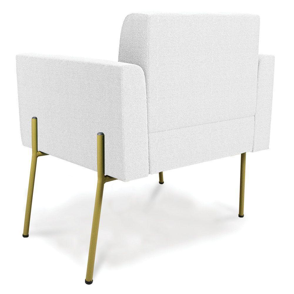 Poltrona Sala Estar Pé Ferro Dourado Kit 2 Elisa Bouclê D03 - D?rossi Cor Off White - 7
