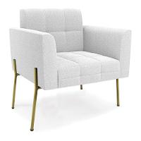 Poltrona Sala Estar Pé Ferro Dourado Kit 2 Elisa Bouclê D03 - D?rossi Cor Off White - 5