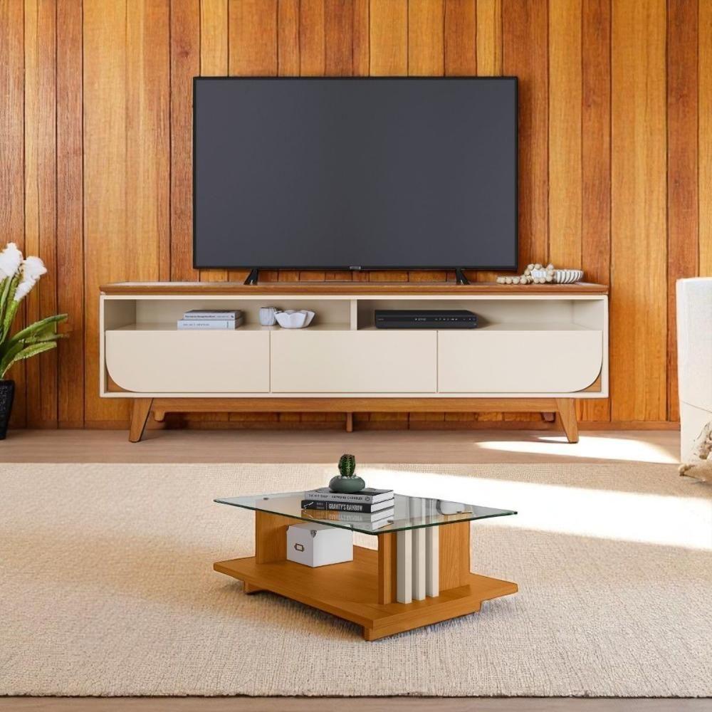 Conjunto Turim C/ Mesa De Centro Nevada Cinamomo/off-white - 2