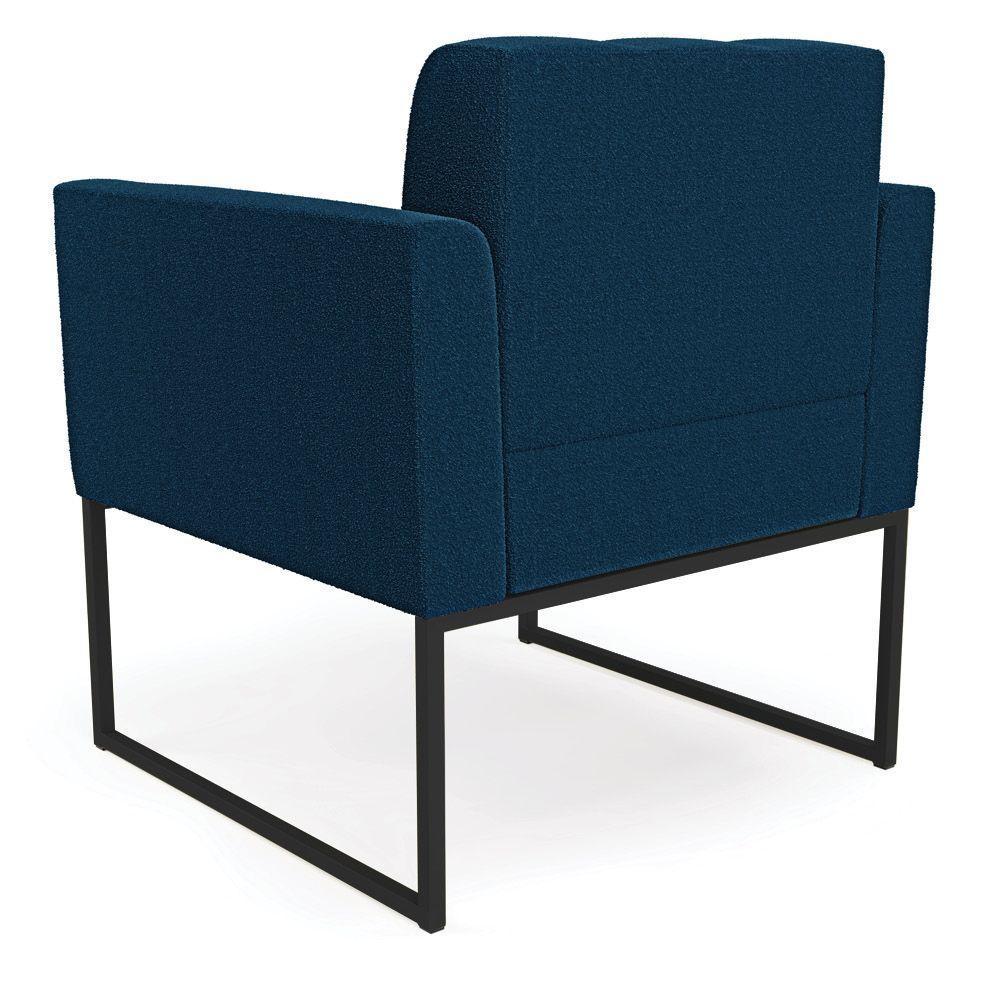 Poltrona Decorativa Industrial Preto Kit 2 Elisa Bouclê D03 - D?rossi Cor Azul - 2